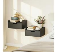 HOMCOM Floating Nightstands Set of 2, Nightstand with Drawer, Black - 19.5