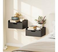 Homcom Floating Nightstands Set Of 2, Nightstand With Drawer, Black
