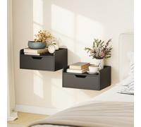 Homcom Floating Nightstands Set Of 2, Nightstand With Drawer, Black Black 40cm x 30cm