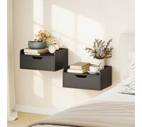 HOMCOM Floating Nightstands Set of 2, Nightstand with Drawer, Black | Size: 40 cm x 30 cm HOMCOM Black 40 cm x 30 cm