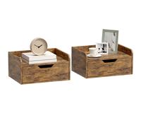 Portland Single Drawer Rustic Brown Floating Nightstand Set of 2 - Wilko