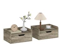 Homcom Floating Nightstands Set Of 2, Nightstand With Drawer In Grey Grey