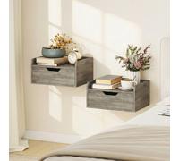 Homcom Floating Nightstands Set Of 2, Nightstand With Drawer In Grey Grey One Size