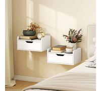 Homcom Floating Nightstands Set Of 2, Nightstand With Drawer, White White