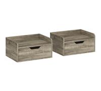 HOMCOM Floating Nightstands Set of 2, Wall Mounted Bedside Table with Drawer for Bedroom, Grey Wood Effect