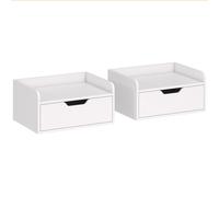 HOMCOM Floating Nightstands Set of 2, Wall Mounted Bedside Table with Drawer for Bedroom, White