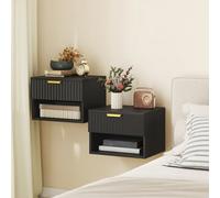 Homcom Floating Nightstands Set Of 2, Wall Mounted Bedside Tables, Black