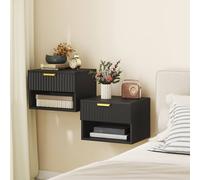 Homcom Floating Nightstands Set Of 2, Wall Mounted Bedside Tables, Black