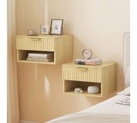 Homcom Floating Nightstands Set Of 2, Wall Mounted Bedside Tables, Oak