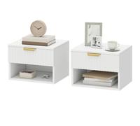 Homcom Floating Nightstands Set Of 2, Wall Mounted Bedside Tables, White White