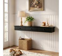 Homcom Floating Shelf Wall-Mounted With 3 Drawers 93 X 15 X 10 Cm Black