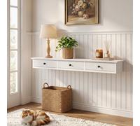 Homcom Floating Shelf Wall-Mounted With 3 Drawers 93 X 15 X 10 Cm White