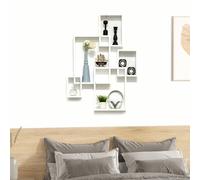 HOMCOM Floating Shelves, Interlocking Cube Shelves for Decoration in White HOMCOM White