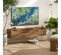 HOMCOM Floating TV Stand Cabinet with Shelves and Doors, Rustic Brown - Brown