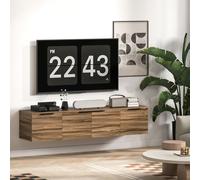 HOMCOM Floating TV Stand Cabinet with Shelves and Doors, Rustic Brown