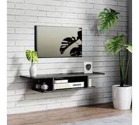 HOMCOM Wall Mounted TV Stand Entertainment Unit with Storage Shelf, Black - Black