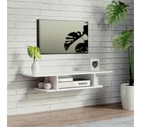 HOMCOM Floating TV Unit Stand Wall Mount Media Console with Storage Shelf in White HOMCOM White