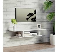 Homcom Floating Tv Unit Stand Wall Mount Media Console With Storage Shelf In White White One Size