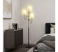 HOMCOM Floor Lamp, 165 cm Tall Standing Lamp with 3 Light and Foot Switch for Living Room, Bedroom, Bedside, Office, E27 Base Without Bulb (40W Max) Gold