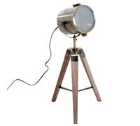 HOMCOM Vintage Tripod Table Desk Lamp Bedside Light Spotlight Brass Antique Searchlight Wooden Base