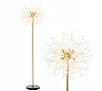 HOMCOM Floor Lamp, Crystal Fireworks Standing Lamp, Metal Golden Pole Tree Lighting with Foot Switch, 8 Lights, G9 Bulb Base, for Living Room, Bedroom