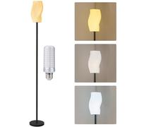 HOMCOM Floor Lamp for Living Room, 3D Printed Modern Standing Lamp with Flowing Curved Shade, 3 Colour Temperature & Foot Switch, Minimalist Tall Pole Lampshade for Bedroom, Office, White