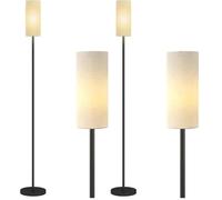 HOMCOM Floor Lamp for Living Room, Modern Standing Lamp with Linen Shade & Foot Switch, Minimalist Tall Pole Lampshade for Bedroom, Office, White (Pack of 2)