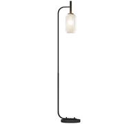 HOMCOM Modern Floor Lamp with Glass Lampshade, Foot Switch for Living Room - Black
