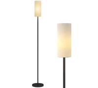 HOMCOM Floor Lamp for Living Room with Linen Shade, Foot Switch, White