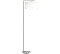 HOMCOM Floor Lamp, Modern Standing Lamp with Linen Lampshade, Round Base for Living Room, Bedroom, Dining Room, 153cm, Silver Tone