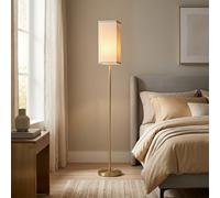 Homcom Floor Lamp, Modern Standing Lamp With Linen Shade, Gold Tone