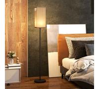 HOMCOM Floor Lamp, Modern Standing Lamp with Linen Shade, Tall Lamps for Living Room, Bedroom, with Foot Switch, Bulb not Included, Black Black