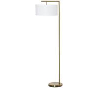 HOMCOM Floor Lamp, Modern Standing Light with Linen Lampshade, Round Base for Li