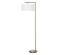 HOMCOM Floor Lamp With Linen Lampshade Round Base, White