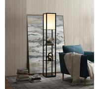 HOMCOM Floor Lamp Reading Lamp With 3 Tier Storage Shelf, Black