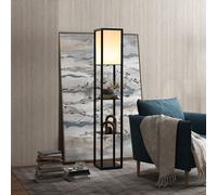 HOMCOM Floor Lamp Reading Lamp With 3 Tier Storage Shelf, Black