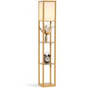HOMCOM Modern 3 Tier Floor Lamp with Shelves - Natura and Acrylic