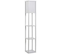HOMCOM 3-Tier Floor Lamp with Shelves and Storage, Modern Corner Standing Lamp with Lampshade, Reading Light with Foot Switch for Living Room, Bedroom, Home Office, Bulb not Included, White