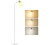 HOMCOM Floor Lamp with 350° Rotatable Head, Modern Standing Lamp with 3000K/4000K/6500K Colour Temperatures for Living Room Office, White