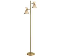 HOMCOM Floor Lamp with Adjustable Dual Head, Modern Standing Lamp with Floral Glass Shades and Foot Switch for Living Room Bedroom, E27 Socket, Bulb Not Included, Gold Tone