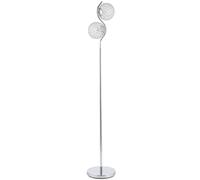 HOMCOM Floor Lamp with Crystal Globe Shades, Modern Dual Head Standing Lamp with Foot Switch and Weighted Base, Silver