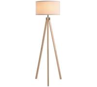 HOMCOM Rubber Wood Tripod Floor Lamp Beige | TJ Hughes