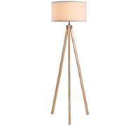 HOMCOM Rubber Wood Tripod Floor Lamp Beige | TJ Hughes