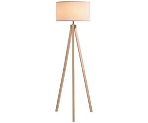 HOMCOM Floor Lamp with Elegant Wood Tripod, Free Standing E27 Bulb Lamp Versatile Use for Home Office - Beige