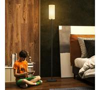 HOMCOM Floor Lamp with Linen Shade & Foot Switch for Living Room, White