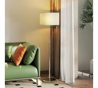 HOMCOM Floor Lamp with Remote, Height Adjustable, Linen Shade, Silver Tone