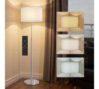 HOMCOM Floor Lamp with Remote, Height Adjustable Standing Lamp with Linen Shade, Dimmable with 3000K-6000K Adjustable Colour Temperatures, Foot Switc