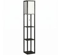 HOMCOM Floor Lamp with Shelves, 3 Layer Column Modern Standing Lamp for Living Room, Bedroom, Office, Black