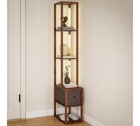 Floor Lamp with Shelves, LED Standing Lamp with Fabric Drawer, Brown HOMCOM Brown One Size