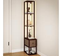 Floor Lamp with Shelves, LED Standing Lamp with Fabric Drawer, Brown HOMCOM Dark Brown One Size